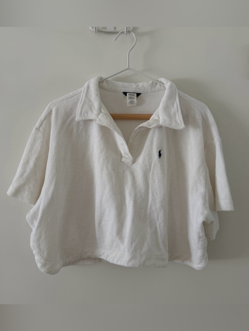Ralph Lauren White Terry Cropped Polo Top & Shorts Set - Picture 5 of 12